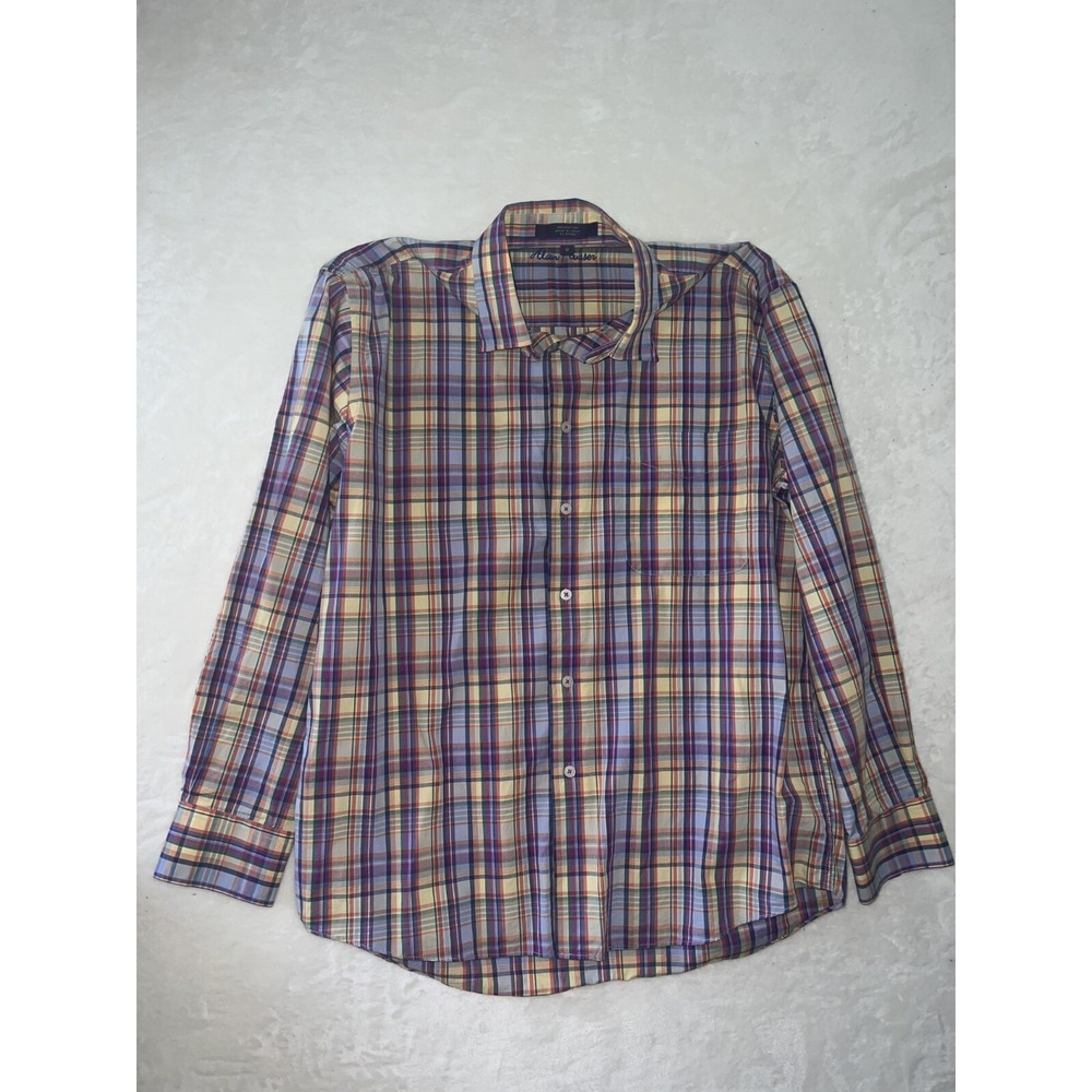 Alan Flusser Plaid Button Down Long Sleeve Shirt‎ Mens Medium Casual Vintage